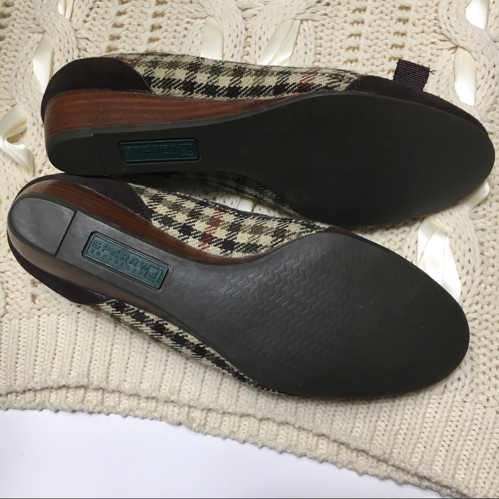 Sperry Plaid Wedges Dress Heel with Ribbon Bow - Picture 7 of 8